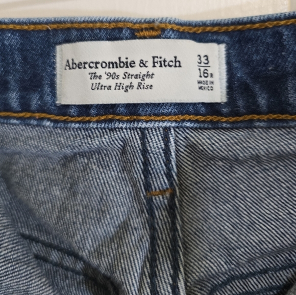 Abercrombie & Fitch The 90s Straight Ultra High Rise Jeans 33 16R Dark Wash - Picture 5 of 7